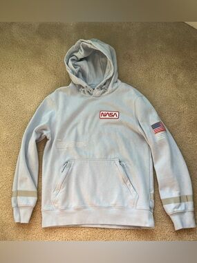H&M NASA Blue Regular Fit Hoodie w/ Reflective Patches - S? (no size tag) - VGUC